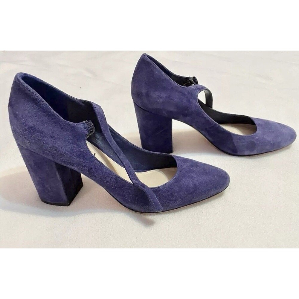 SHOE SALE Via Spiga Womens Heels Ankle Strap Suede Blue Shoes Pumps 8M
